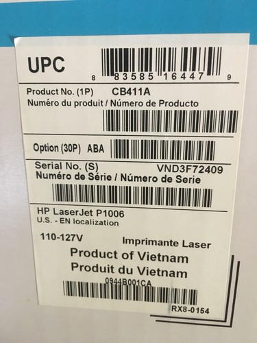 New Factory Sealed HP LaserJet P1006 Printer bundle w/Intro Print Cartridge - Zdjęcie 7 z 7
