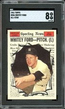 1961 Topps High #586 Whitey Ford AL AS All-Star Yankees HOF SGC 8 NM-MT