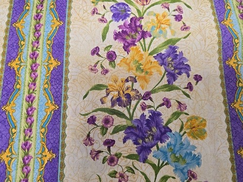 3,5 Meter 100% Baumwolle Premium Handarbeit Stoff Blumen Streifen