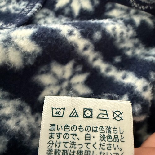 Lands' End Women's M Fleece Pullover Snowflake Print Blue Winter Slit Collar - Picture 6 of 9