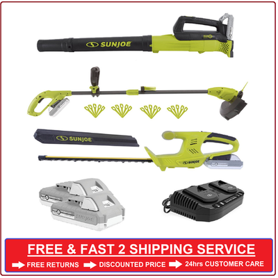 #ad Sun Joe 24V Cordless 3 Tool Garden Combo Kit: Hedger Trimmer amp; Leaf Blower $103.99