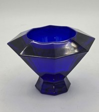 Handmade Cobalt Blue Faceted Glass Votive Holder