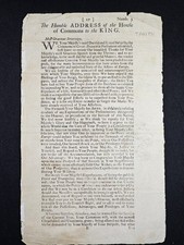 1727 KING GEORGE 2ND BROADSIDE Humble address of the House of Commons to King