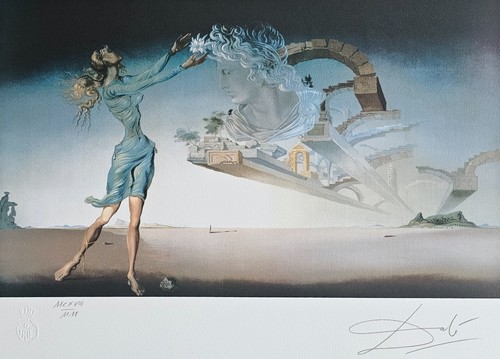 Salvador Dali Mirage Mano Numerados Placa Firmado Litografía Surrealismo Estampa