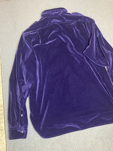 Polo Ralph Lauren Velvet Button Up Shirt Made In Italy XL Purple - Picture 7 of 8