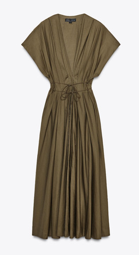 Zara ZW Collection Darted Midi Dress Dark Khaki Green Size S M L XL 2965/260 New - Picture 22 of 24