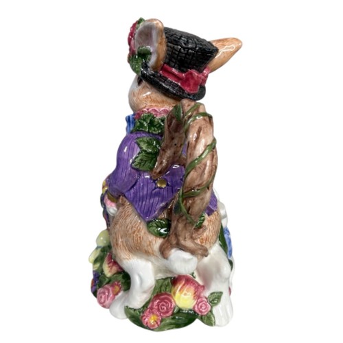 Fitz and Floyd 1994 Conejo de Pascua Tetera Floral Carretilla Primavera Pollito Cerámica - Imagen 3 de 13