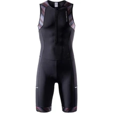 Mens Black Triathlon Tri Suit 2 Big Side Pockets Triathlon Racing Suit Front Zip