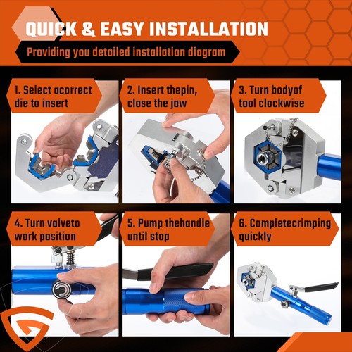 Hydraulic Hose Crimping Tool Set a/c Air Conditioner Hose Fittings Crimping 1 - Picture 6 of 11