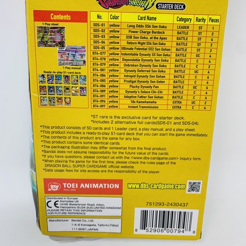 Dragonball Super Juego de Cartas SD05 Crimson Saiyan Deck NUEVO Sellado TCG CCG - Imagen 3 de 6