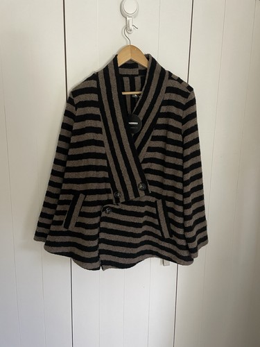 ALEMBIKA Stunning Sz 2 14/16 Brown / Black BNWT £350 Striped Lagenlook Jacket - Picture 1 of 8
