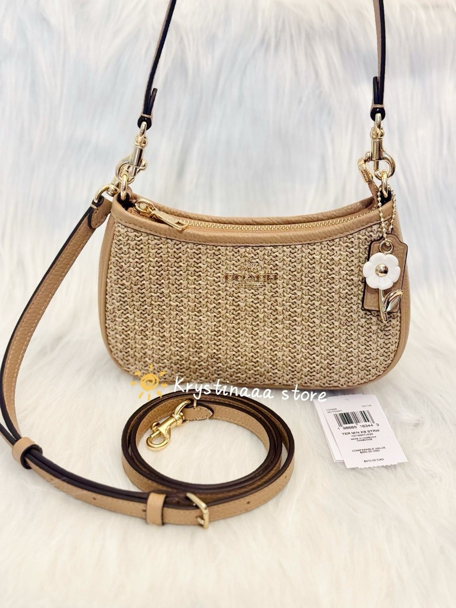 NWT Coach CDW66 Teri Mini Crossbody Bag With Charms Straw Gold