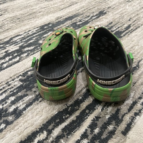 Crocs Minecraft Mens Classic Clogs Jibbitz Green Gold Men’s Size 12 - Picture 4 of 5