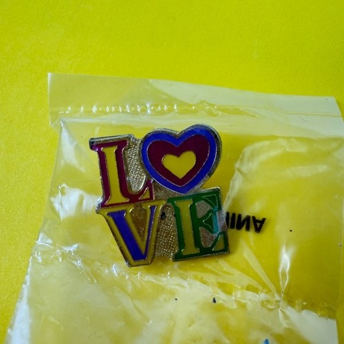 LOVE~Heart~Multicolor~1" Square~Clutch Back Clasp~Tie Tack~Hat~Backpack~Vest - Picture 2 of 4