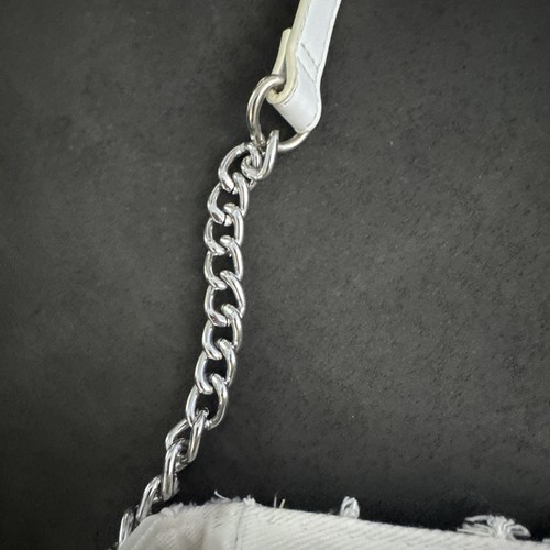Carlos By Carlos Santana White Denim Fringe Shoulder Bag Purse Silver Chain - Picture 5 of 19