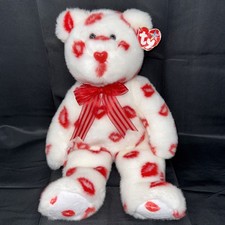 Smooch 13" TY Beanie Buddy 2001 Valentine Kisses bear With Tag Cute Plush