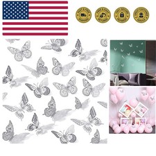 3D Butterfly Wall Decor, 48 Pcs 4 Styles 3 Sizes, Removable Metallic Wall Sti...