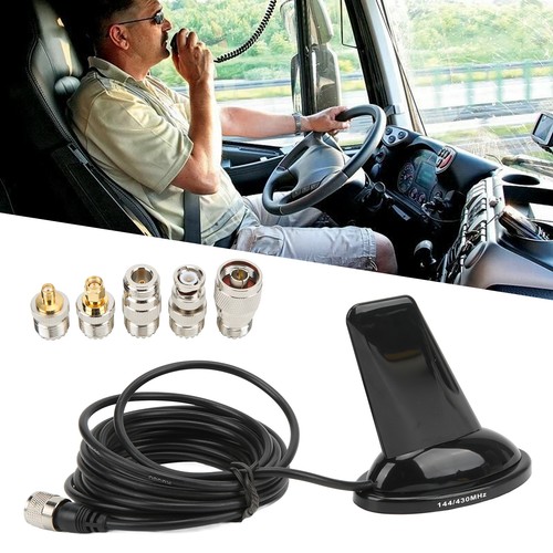 ༝Mobile Radio Fin Antenna With 5 Adapters 5m Cable Dual Band 136‑174MHz - Photo 10/12