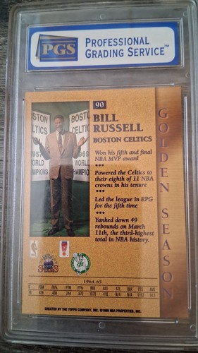 BILL RUSSELL 1996 TOPPS NBA STARS #90 BILL RUSSELL PGA GOLDEN SEASON - Picture 3 of 4