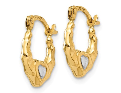 14K Yellow Gold Heart Hoop Earrings - Bild 2 von 4