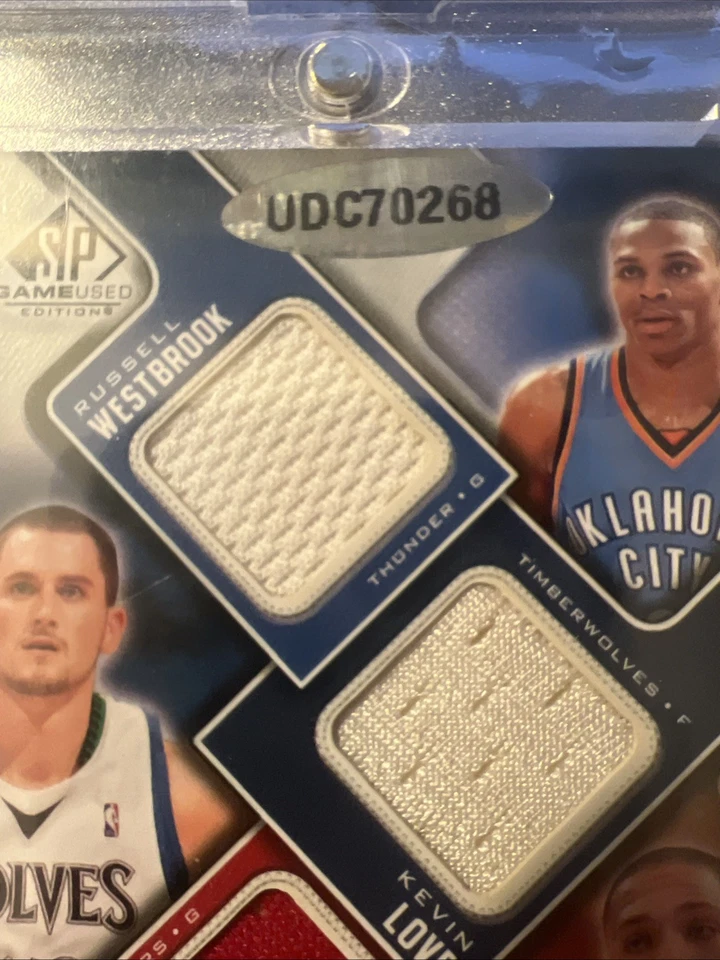 2009 SP Game Used 6 Star Swatches /Russell Westbrook Kevin Love Eric Gordon - Image 3 of 4