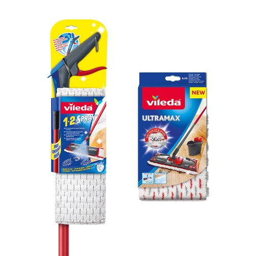 Fregona pulverizadora 1-2, fregona pulverizadora de piso plano de microfibra con cabezal adicional - Imagen 2 de 7