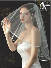 Hochzeit Brautschleier Beige Braut Bachelorette Kamm Schleier Wedding 60-80cm