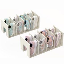 Kids Shoe Rack - Shoe Organizer for Toddlers  Children, Space 2 Pack White