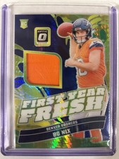 2024 Panini Donruss Optic First Year Fresh Bo Nix #FYF-BNX Blue Hyper RC Rookie