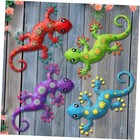 4 Pcs Metal Gecko Outdoor Decorations - Metal Wall Art Hanging Flowers