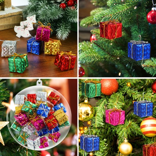 24 Piezas Navidad Brillante Mini Cajas Adornos Árbol Colgante Regalo para - Imagen 2 de 12