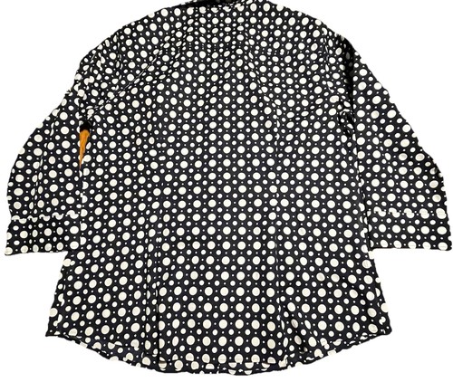 Camicia donna Talbots 12p blu navy bianca a pois con bottoni cotone maniche a 3/4 - Foto 7 di 8