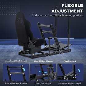 Supllueer 4080 Aluminum Racing Sim Cockpit With TV Stand Seat Fit Thrustmaster