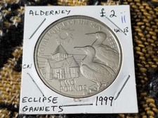 Alderney 2 Pounds 1999 Cu-Ni Total Eclipse of Sun Almost UNC - ii Tariff Incl