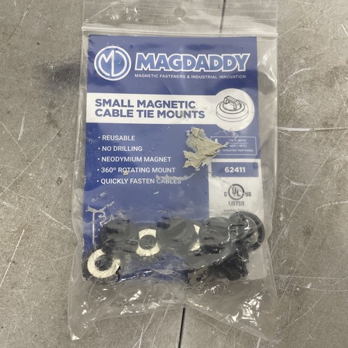 (MENGE 10) Mag Daddy 62411 schwarz magnetisch klein Kabelbinder Halterung
