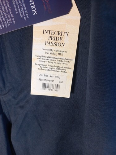 RAGING BULL Classic chino shorts NWT. Size 42" Reg.. Blue. - Picture 5 of 9