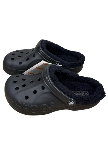 Crocs Baya schwarz gefütterte Clogs bequeme Slipper Schuhe Herren 7 - Damen 9 - NEU Neu im Karton
