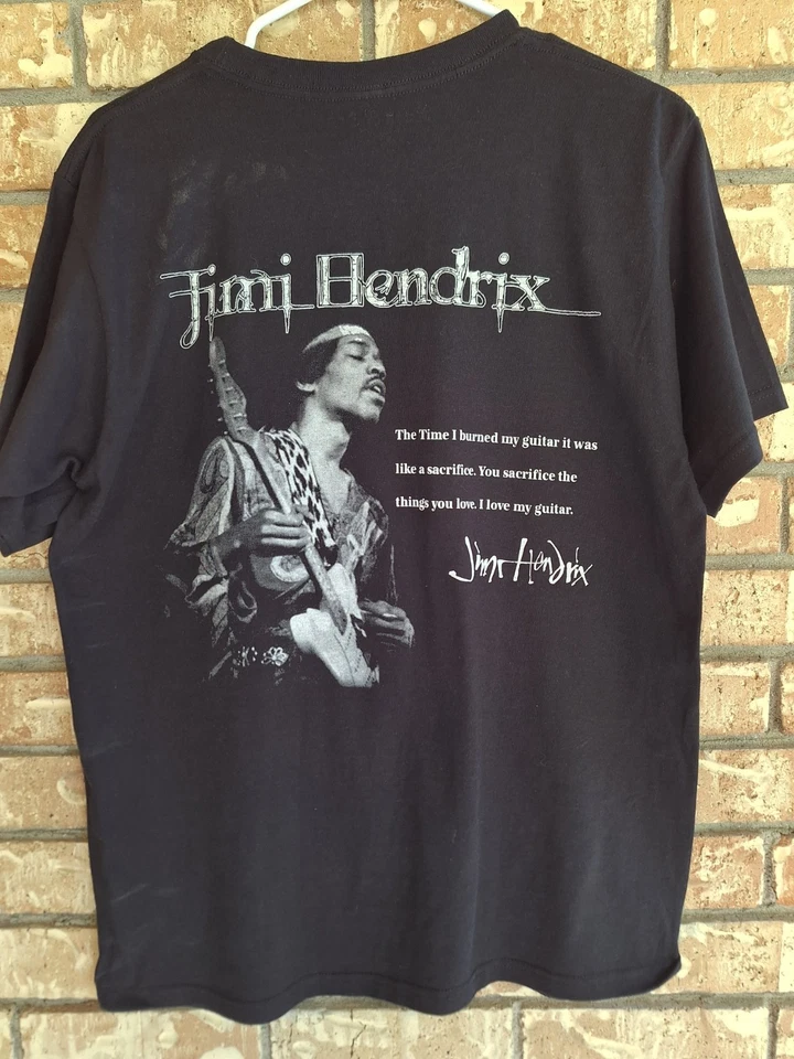 Jimi Hendrix Rock & Death Black Graphic Tee Guitar Quote Concert Photo Shirt M - Image 2 of 4