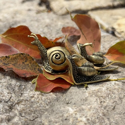 3Pcs Brass Snail Statue Decor, Retro Mini Copper Snail Statue Home Decoration... - Picture 5 of 7