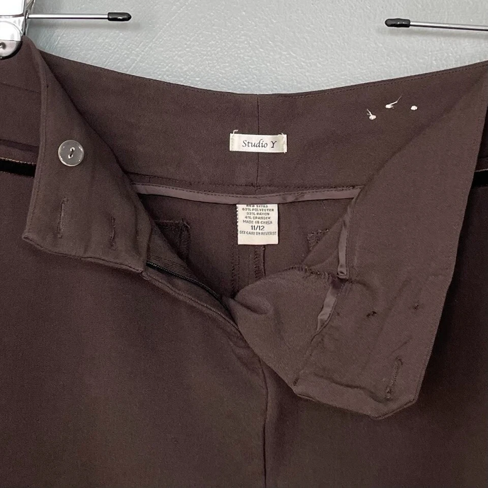 Falda lápiz Studio Y talla 11 12 marrón oscuro carrera terciopelo ribete twee oficina sirena Foto 4 de 4