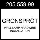 IKEA GRÖNSPRÖT Wall Lamp Hardwire Installation Outdoor Black   205.559.99