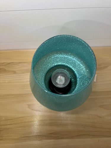 Blau Glitzer Pilz LED Tischplatte Glas Lampe 7" 2AAA batteriebetrieben Neu mit Etikett - Bild 5 von 9