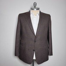 1970s Chaps Ralph Lauren Blazer Mens 46R Brown Glen Plaid Wool Sport Coat Vtg