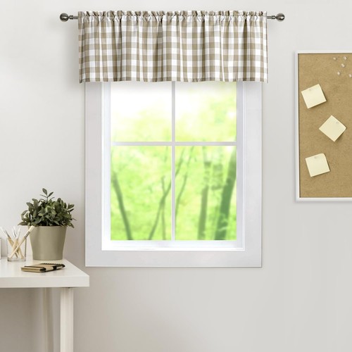 Amzdecor Linen White Buffalo Plaid 55"W x 15"L (Pack of 1), Linen/White 