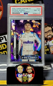 George Russell 06/10 Sapphire Purple - PSA 8 #200/RC - Topps Chrome F1 2020 -