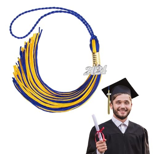Graduation Tassel, Class of Blue and Gold Tassel Cord 2024 Silver,blue Gold - Bild 2 von 8