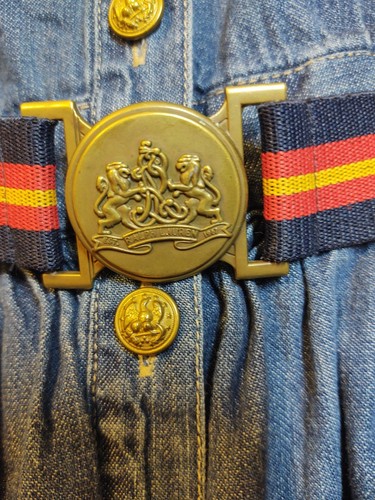 POLO RALPH LAUREN Denim Dress With Belt Girls Short Sleeve Button Front Size 7 - Picture 4 of 9