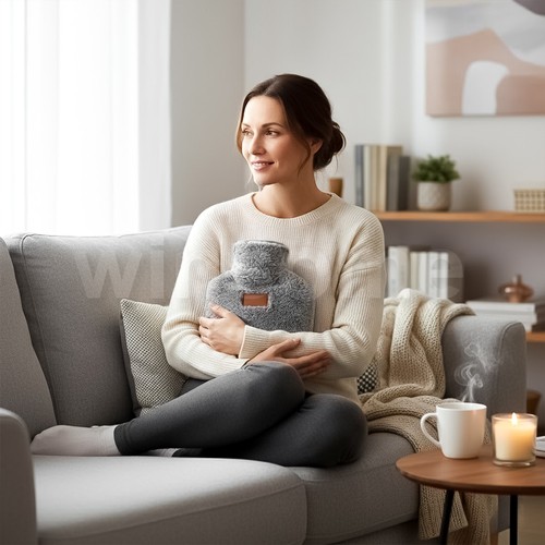 2L Wärmflasche & Kunstfellbezug weiche Plüschflasche zur Schmerzlinderung Schlaf - Bild 8 von 8