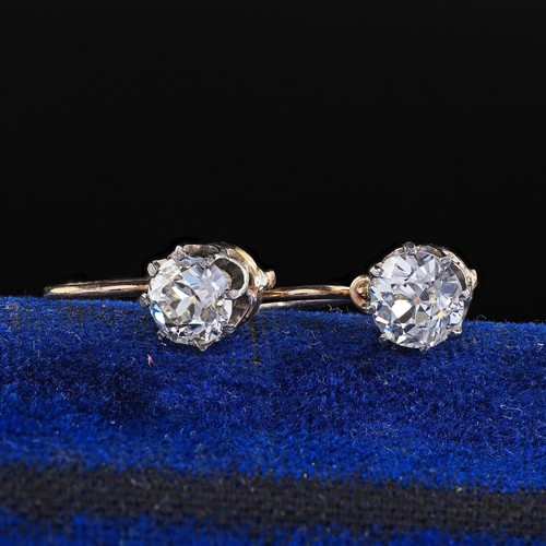 Antike Art Deco Ohrhänger 14K Gelbgold Alt Europäischer Schliff Diamant - Bild 3 von 7