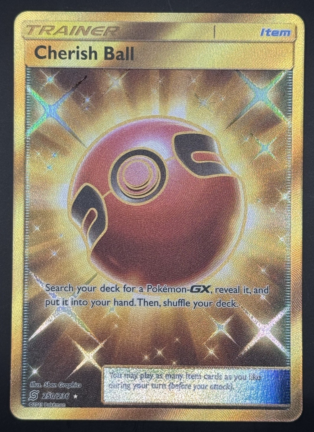 Pokemon TCG Cherish Ball Secret Rare Holo Unified Minds 250/236 NM
